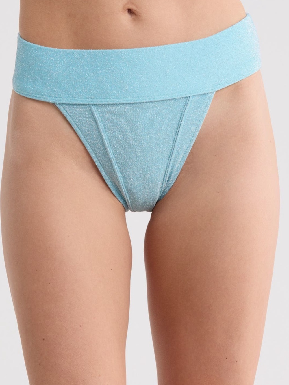 Free-est Free People Blair Metallic Bikini Bottoms Blue Lurex High Waist Small